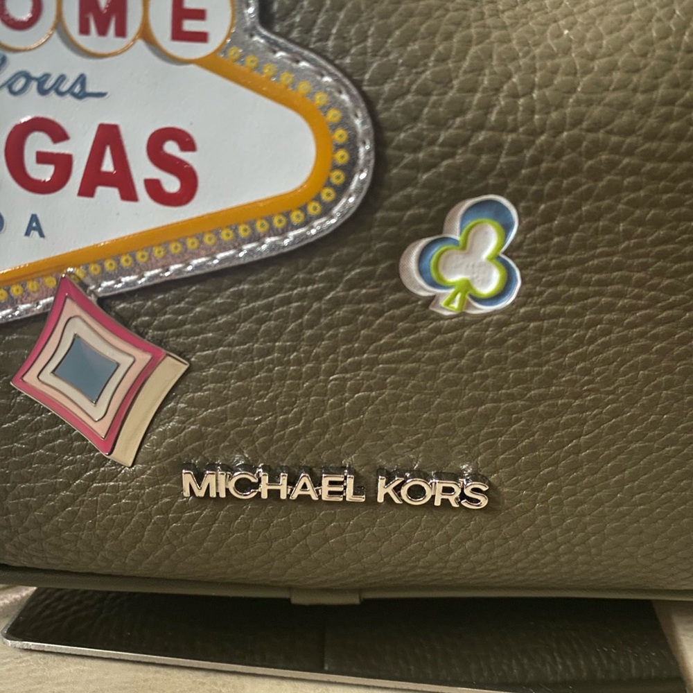 Michael Kors Olive Green Crossbody with Las Vegas Patch Accents Sold Out - Picture 7 of 7